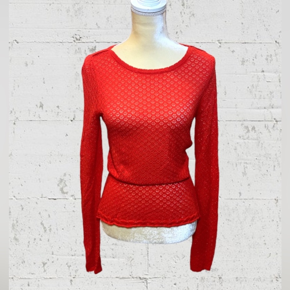 Anthropologie Modcloth Pointelle Taken Long Sleeve Top - Picture 2 of 8